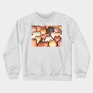 Cute Clowder of Brown Cats and Kitten stacked Crewneck Sweatshirt